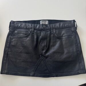 Agolde Shiny Black Denim Skirt